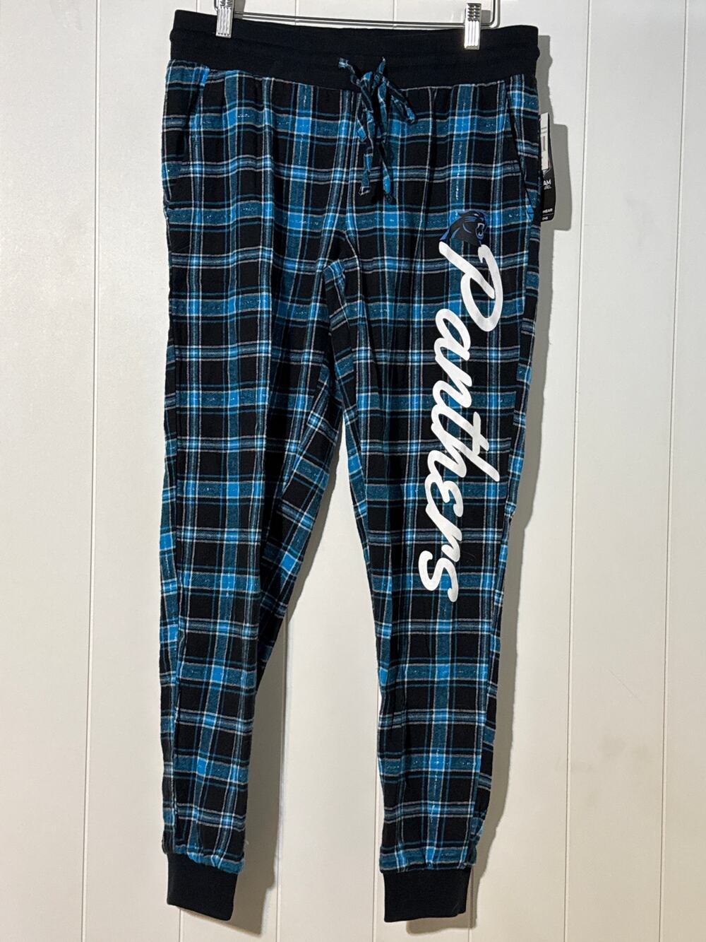NFL Carolina Panthers Plaid Sleep Pants Women’s M Team Apparel Blue Black